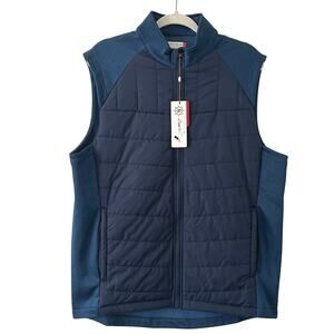 Ben Hogan Men's Performance Golf Quilted Fabric Navy Full Zip Vest M Medium New